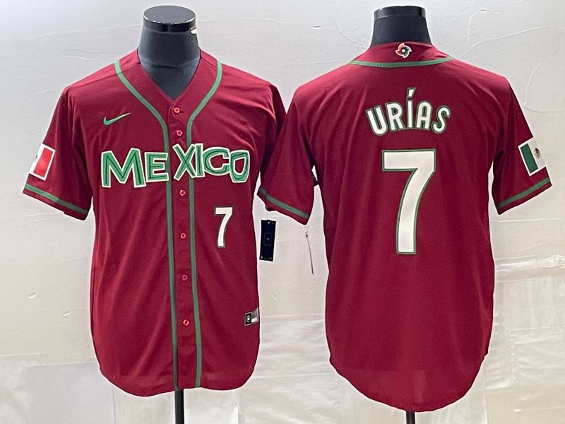 Men 2023 World Cub Mexico #7 Urias Red white Nike MLB Jersey->more jerseys->MLB Jersey